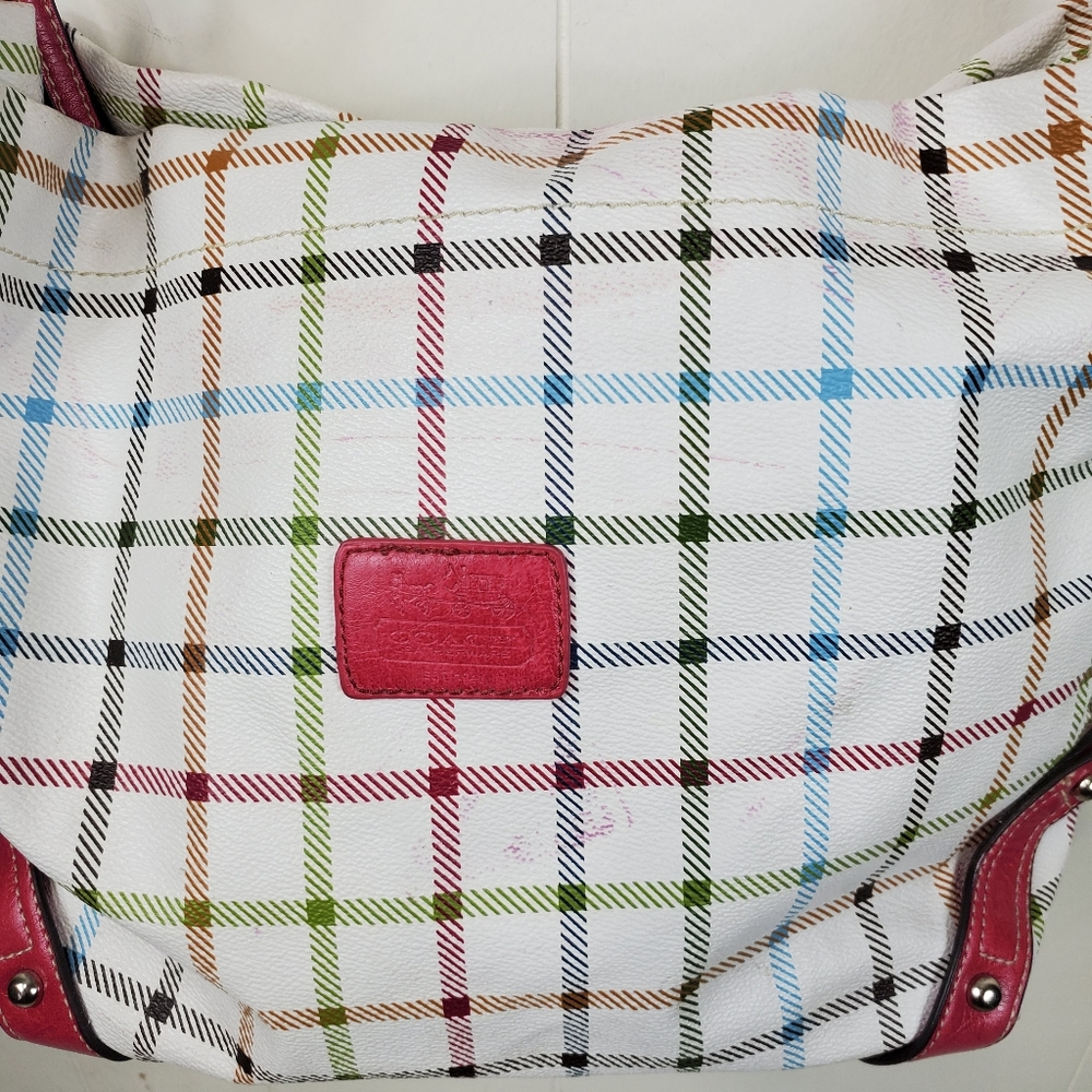 Coach pink plaid tote - Picture 2 of 13